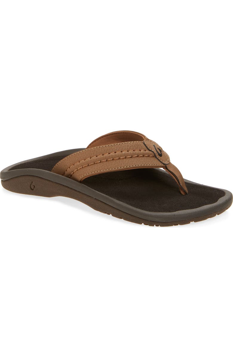 OluKai Hokua Flip Flop, Main, color, Rock / Black
