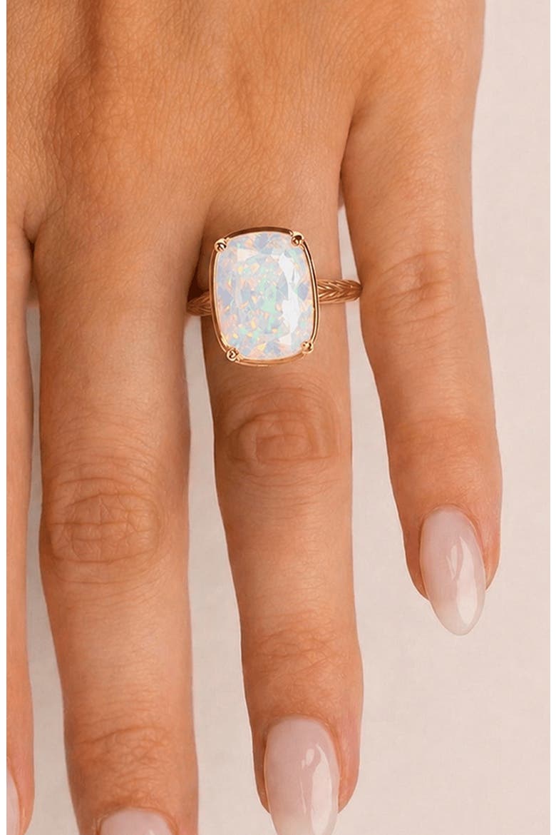 Simulated Opal Sterling Silver Elongated Cushion Ring, Alternate, color, GOLD