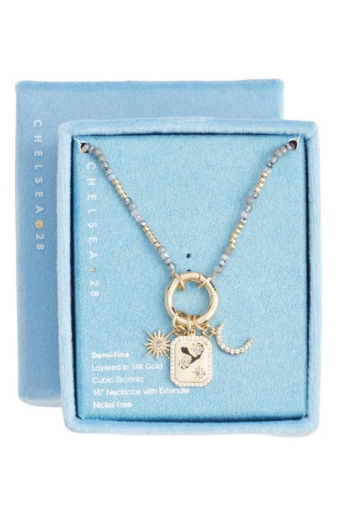 Demi Fine Cubic Zirconia Bead Star Charm Necklace