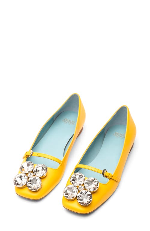 Frances Valentine Josephine Crystal Embellished Flat In Canary