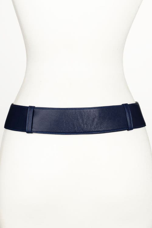 Raina Belts Big Snake Buckle Leather Belt In Blue