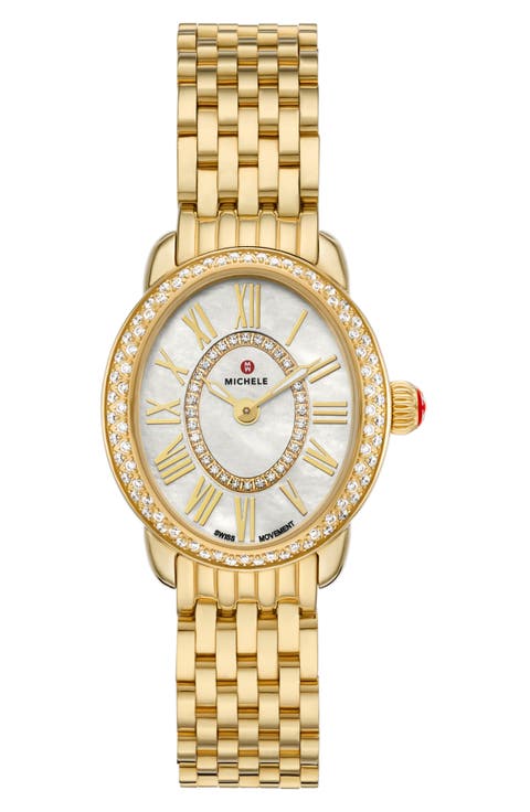 Serein Oval Diamond & Mother-of-Pearl Bracelet Watch, 24mm x 27mm