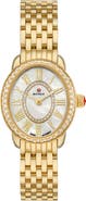 MICHELE Serein Oval Diamond & Mother-of-Pearl Bracelet Watch, 24mm x 27mm
