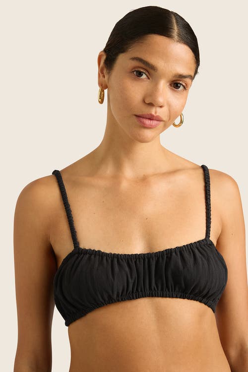 Hope And May Nia Cotton Linen Crop Top In Ink