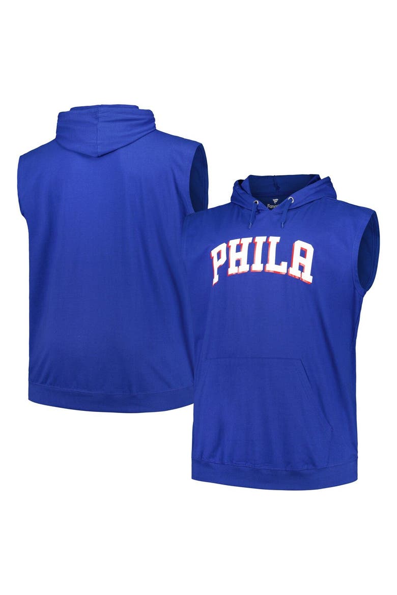 Men's Fanatics Branded Royal Philadelphia 76ers Big & Tall Jersey Muscle Pullover Hoodie, Main, color, Royal