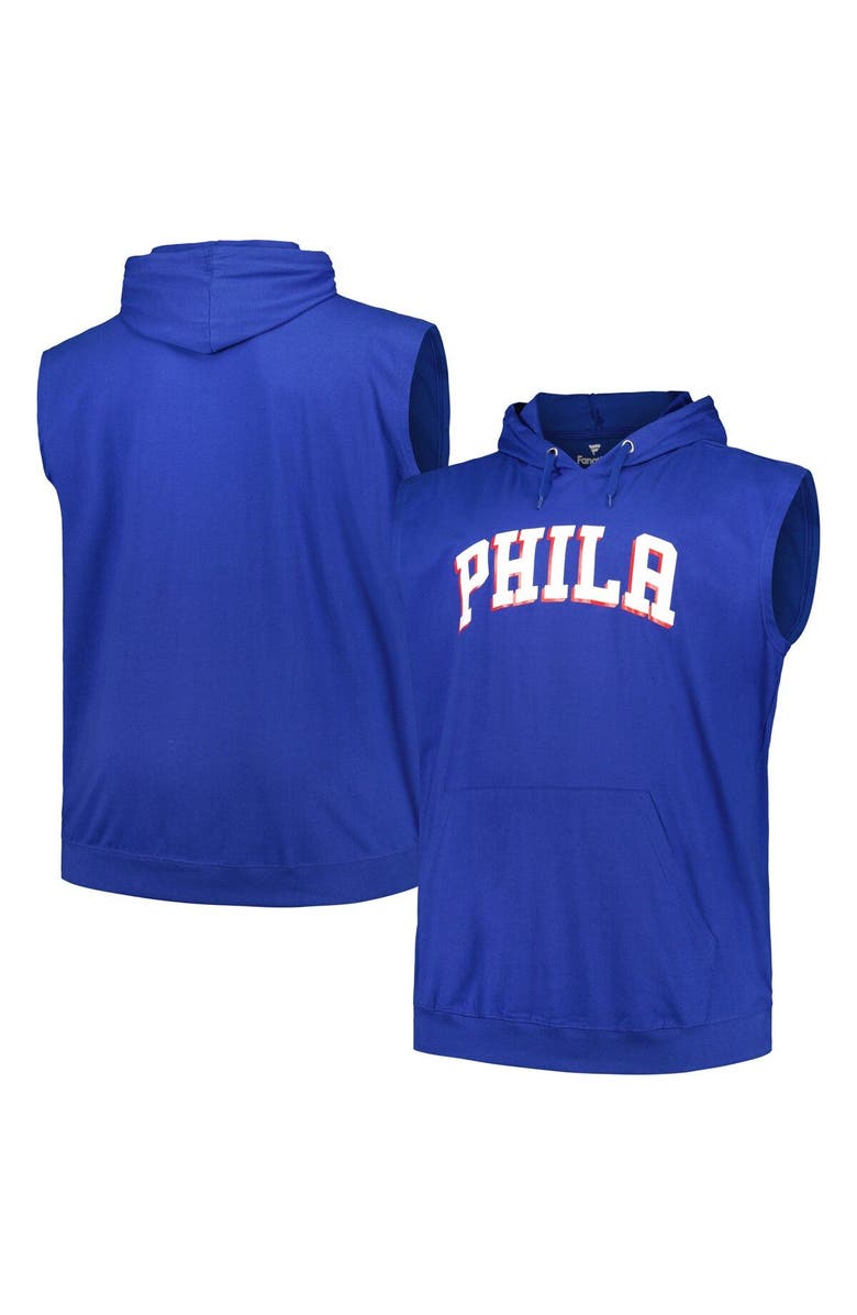 FANATICS Men's Fanatics Branded Royal Philadelphia 76ers Big & Tall Jersey Muscle Pullover Hoodie, Main, color, Royal