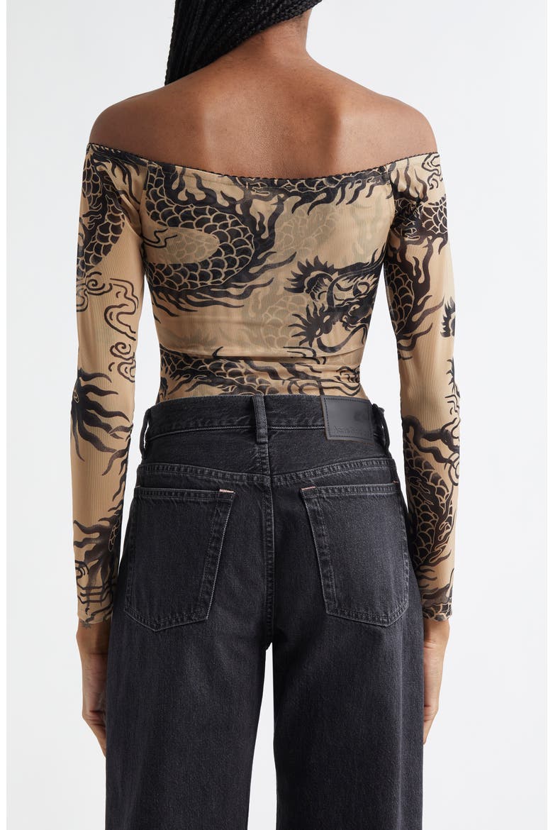Peonie Off the Shoulder Bodysuit, Alternate, color, BEIGEBLCK