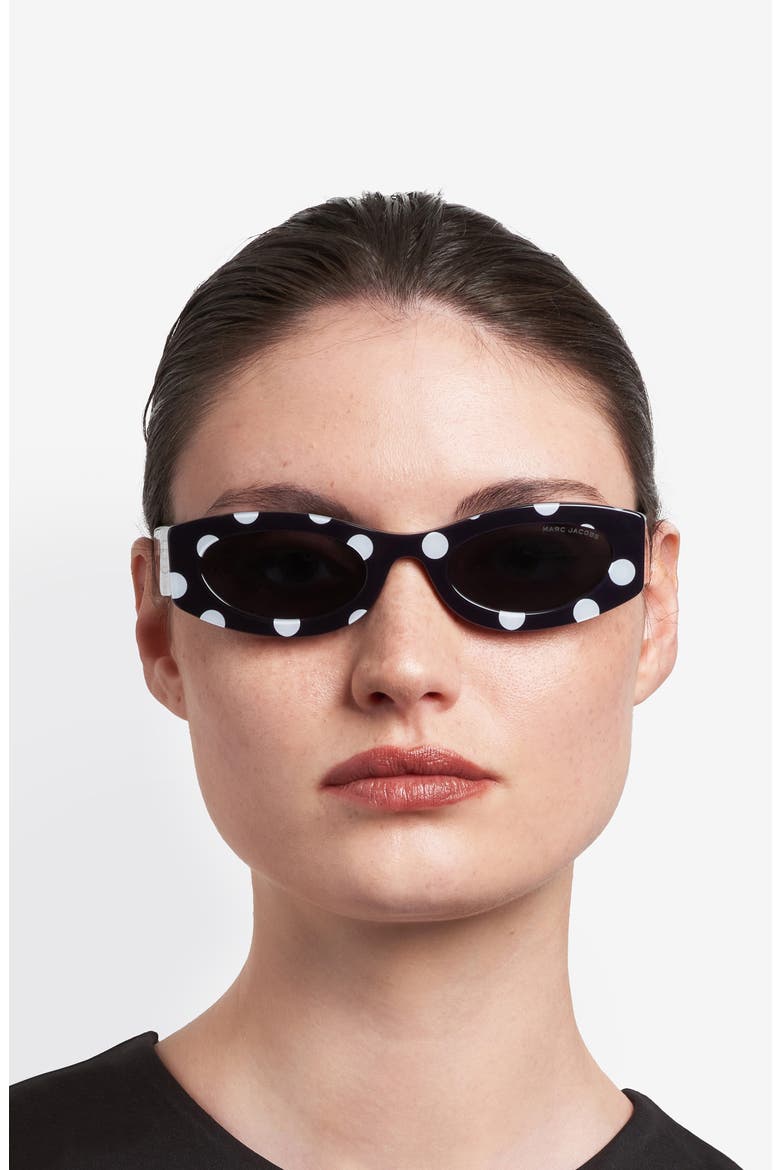 51mm Oval Sunglasses, Alternate, color, BLACK WHITE/ GREY