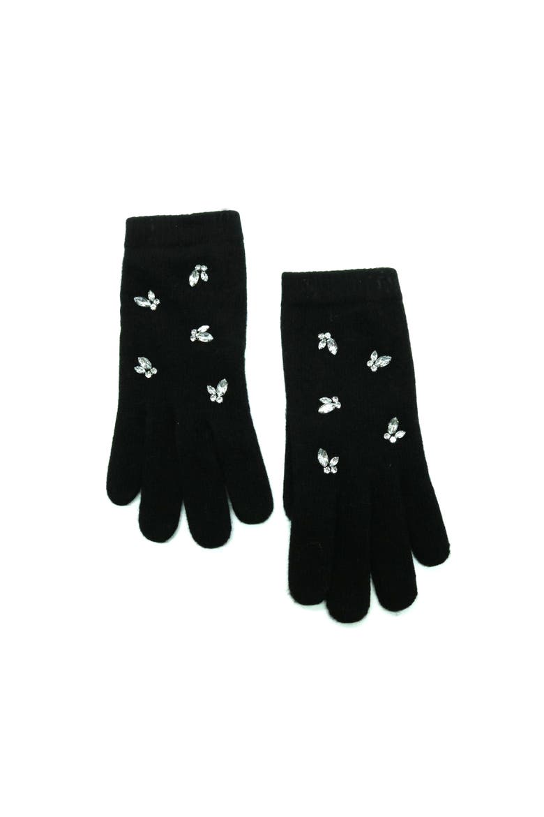 Cashmere gloves with stones, Main, color, BLACK