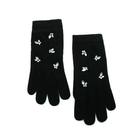 Cashmere gloves with stones