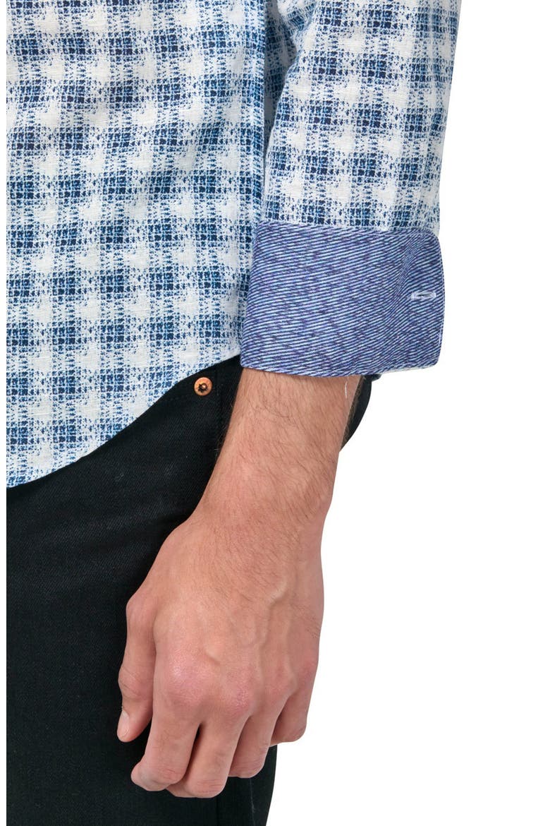 Jett Long Sleeve Plaid Mandarin Collar Shirt, Alternate, color, BLUE