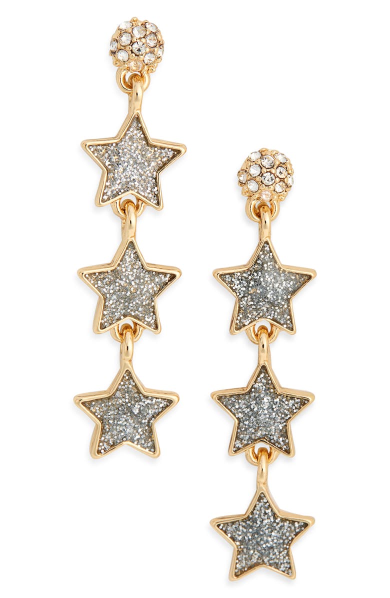 Leith Star Linear Drop Earrings, Main, color, Clear- Silver- Gold