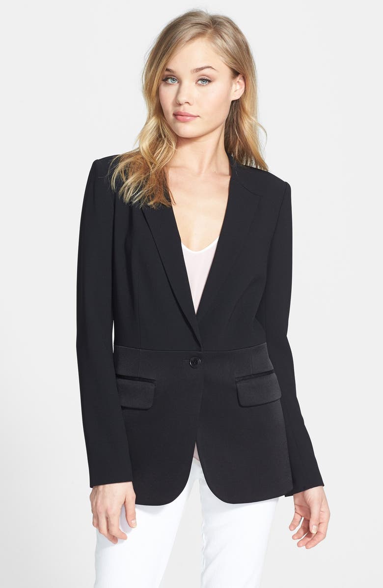 Chelsea28 'Matte & Shine' Mixed Media Blazer, Main, color, 