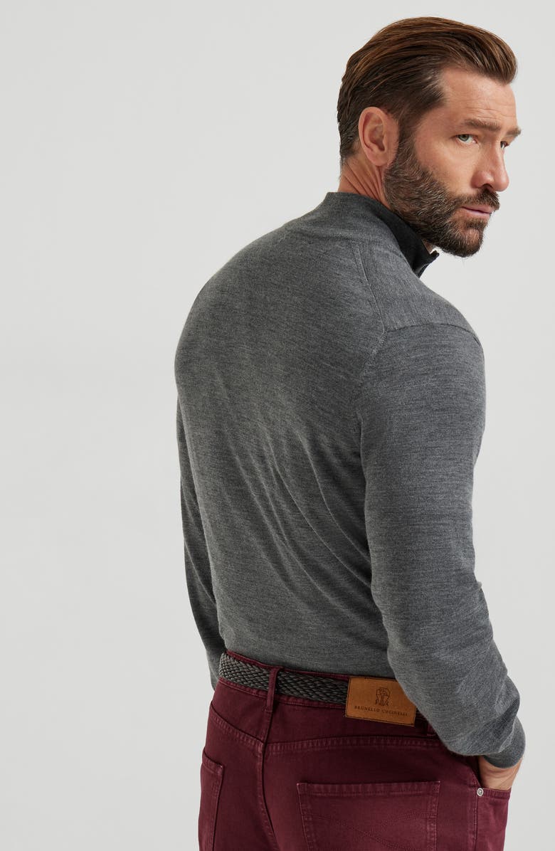 Brunello Cucinelli Lightweight sweater with zipper, Alternate, color, Lead