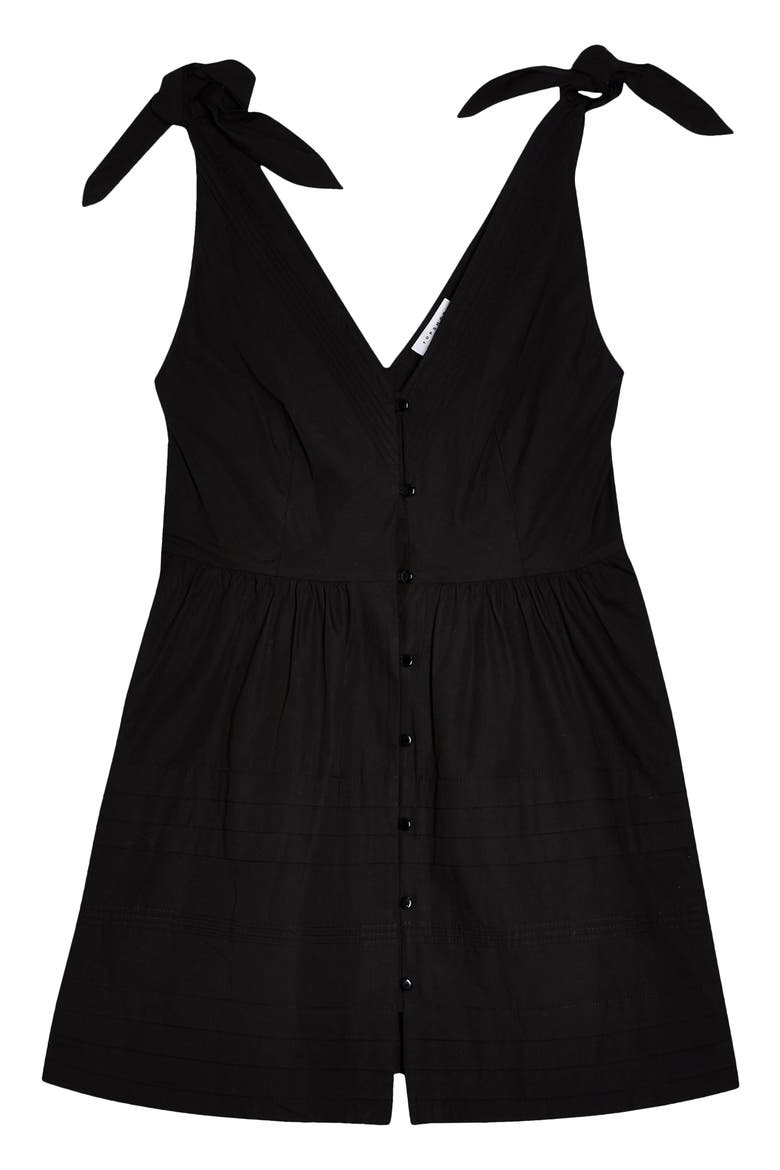 Pintuck Sleeveless Button Minidress, Alternate, color, BLACK