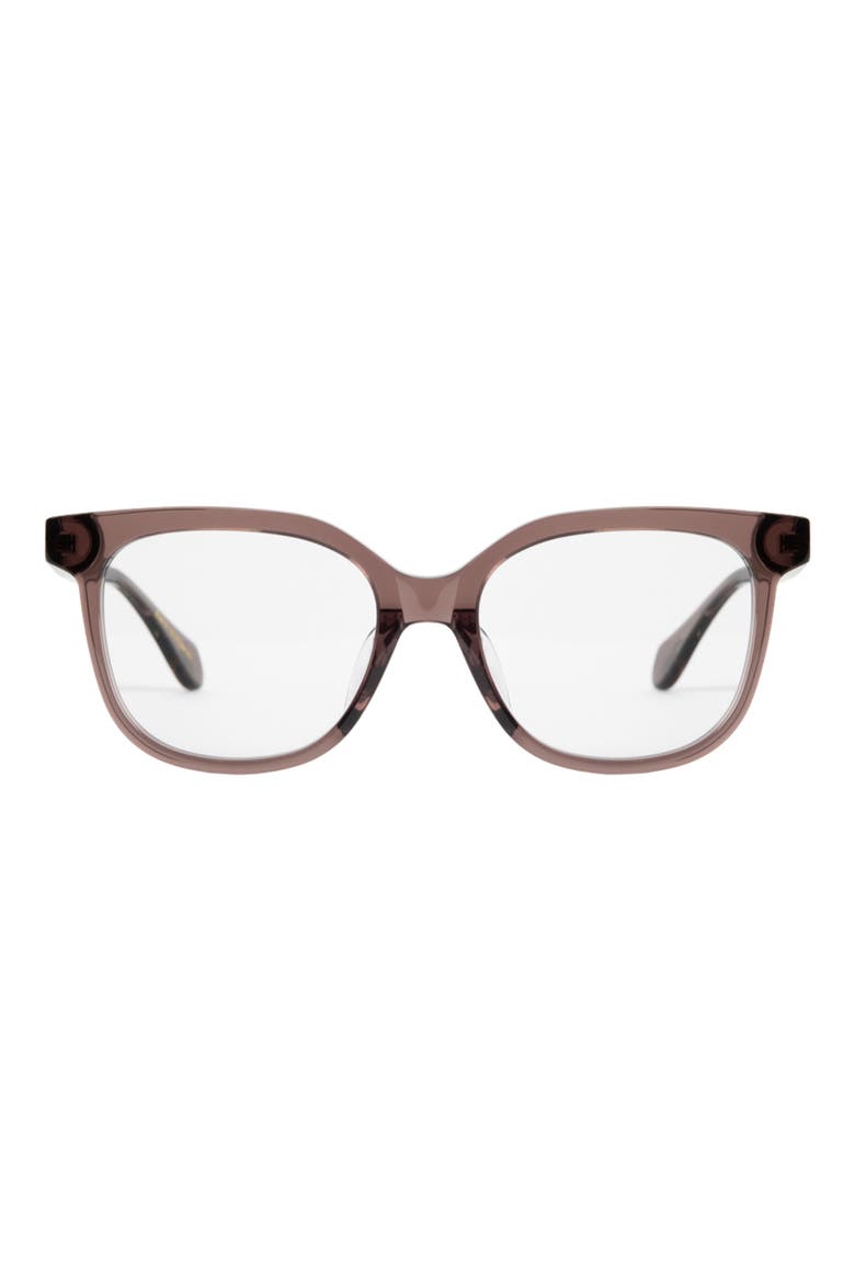 Lahela 52mm Low Nose Bridge Medium Width Square Optical Glasses, Main, color, CARIBBEAN CONCH / CLEAR LENSES