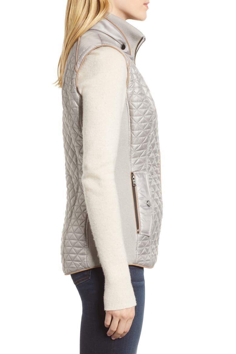 Quilted & Knit Vest, Alternate, color, PLATINUM