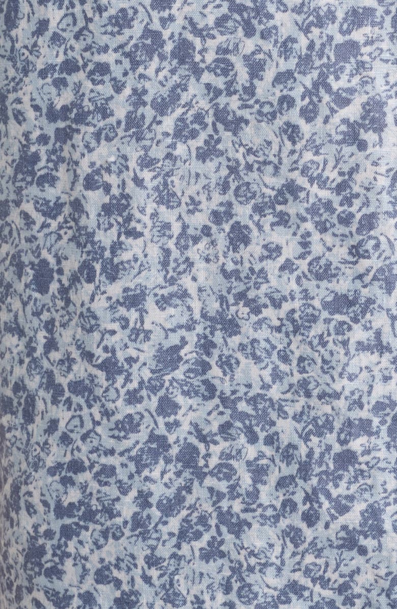 Nordstrom Abstract Print Short Sleeve Linen Button-Up Shirt, Alternate, color, Blue Quentin Ditsy