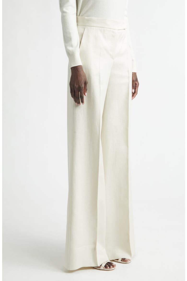 Badesse High Waist Wide Leg Linen Pants, Alternate, color, BEIGE