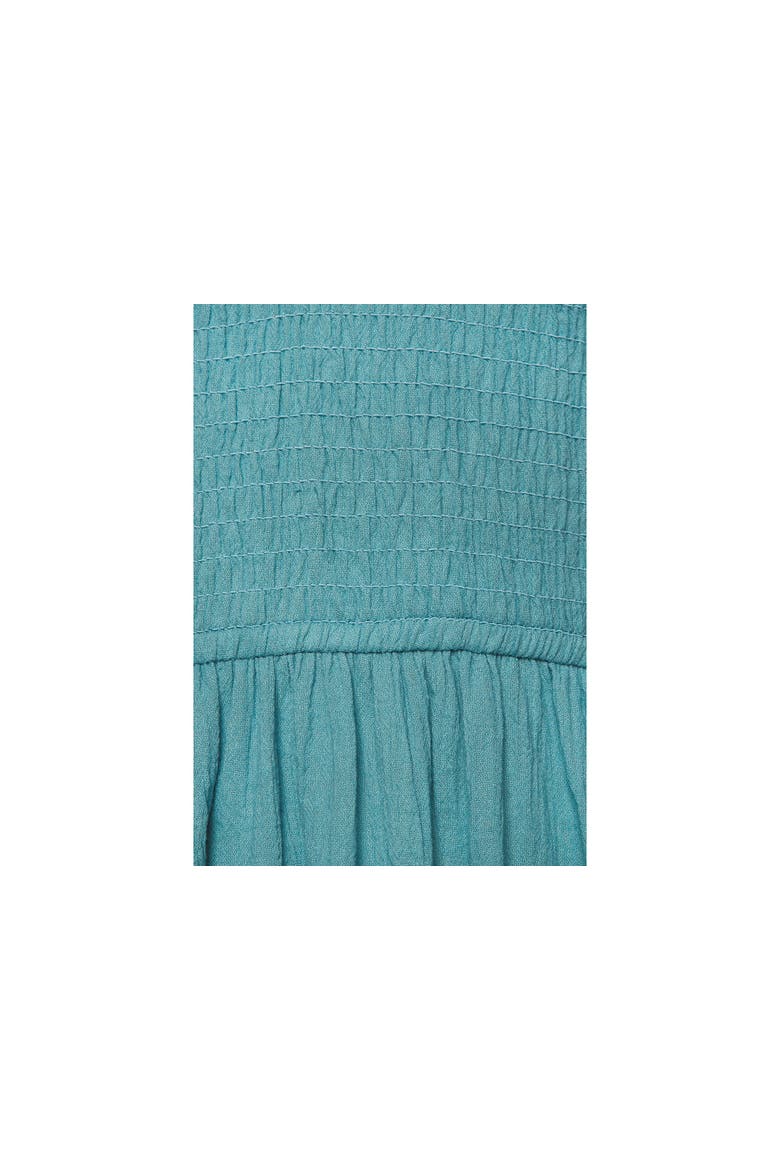 Smocked V-Neck Dress, Alternate, color, Teal