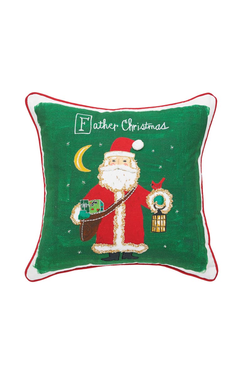 C&F Home Father Christmas Alphabet Printed & Embellished Throw Pillow, Main, color, Green