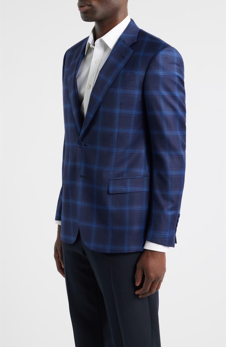 Emporio Armani Navy Windowpane Check Virgin Wool Sport Coat, Alternate, color, Navy