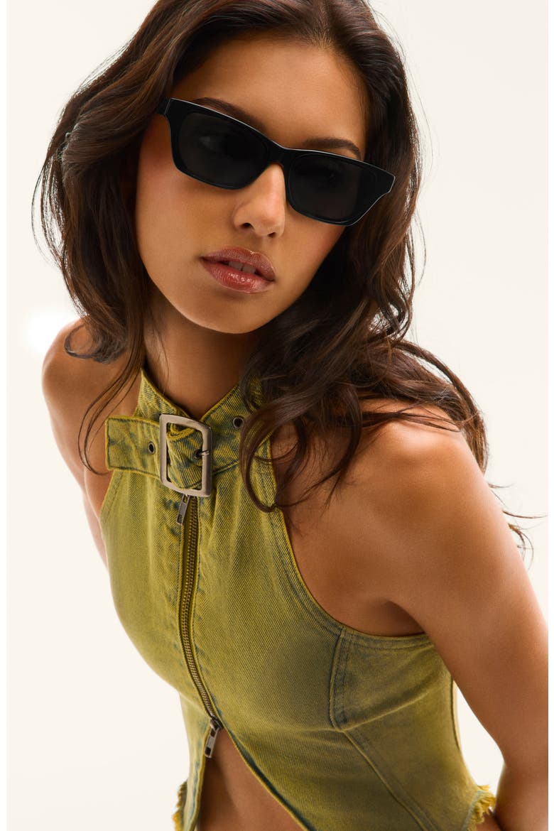 In the City 55mm Polarized Square Sunglasses, Alternate, color, BLACK/ SMOKE POLARIZED