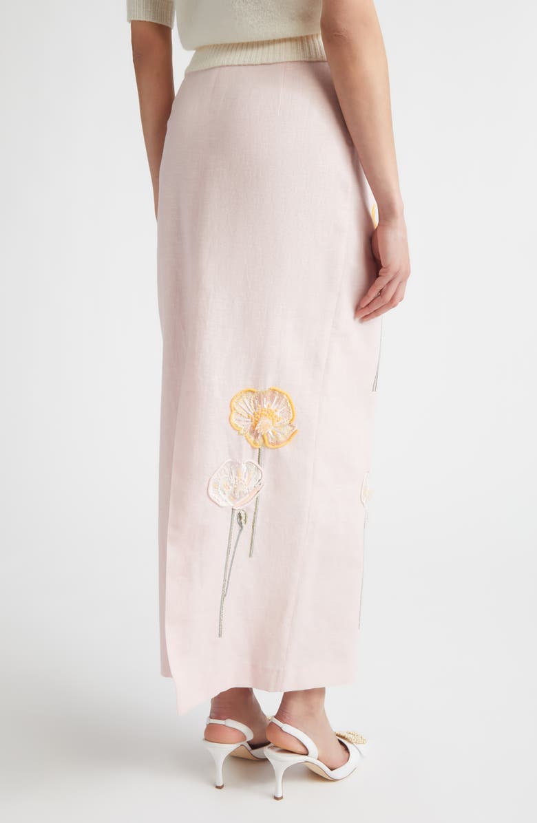 BERNADETTE Norma Embroidered Cotton & Linen Maxi Skirt, Alternate, color, Embroidered Yellow White