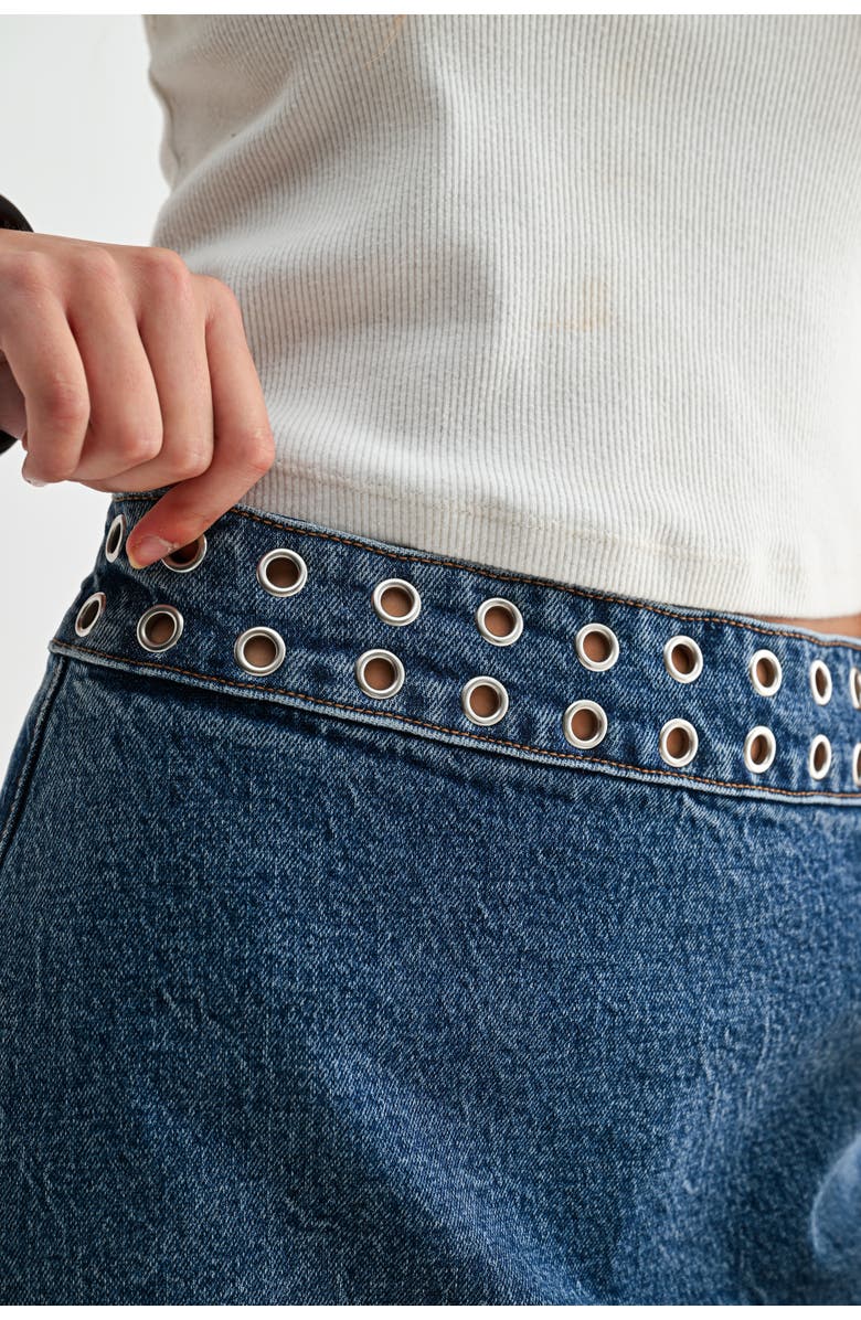 Jemina Denim The Orbit Micro Skirt, Alternate, color, Medium Wash