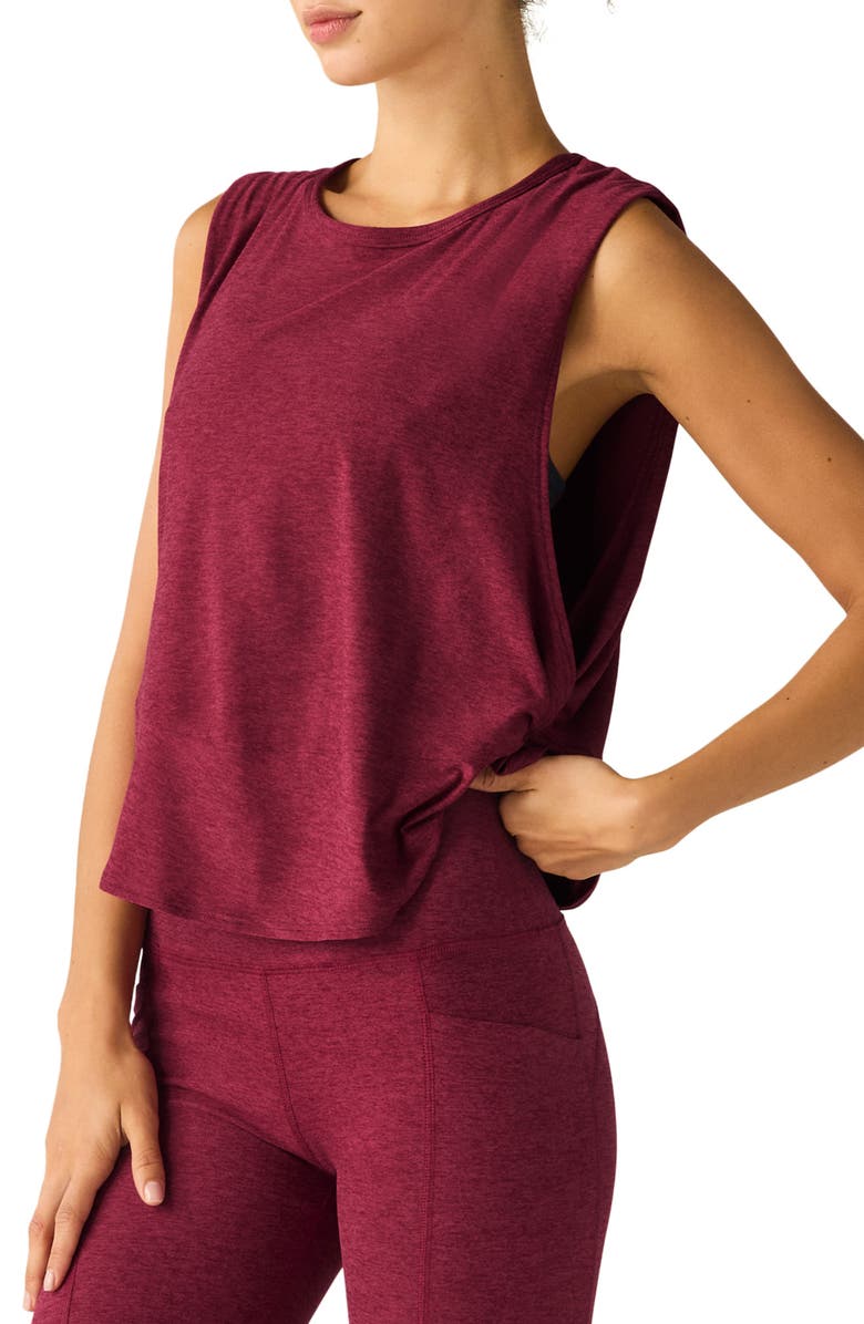 Beyond Yoga Featherweight Side Twist Tank, Alternate, color, Bordeaux Heather
