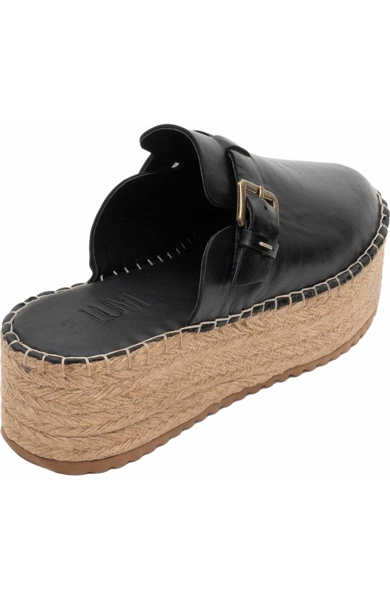 Forever & Always Shoes Novas Leather Platform Espadrille Mule, Alternate, color, Black Leather