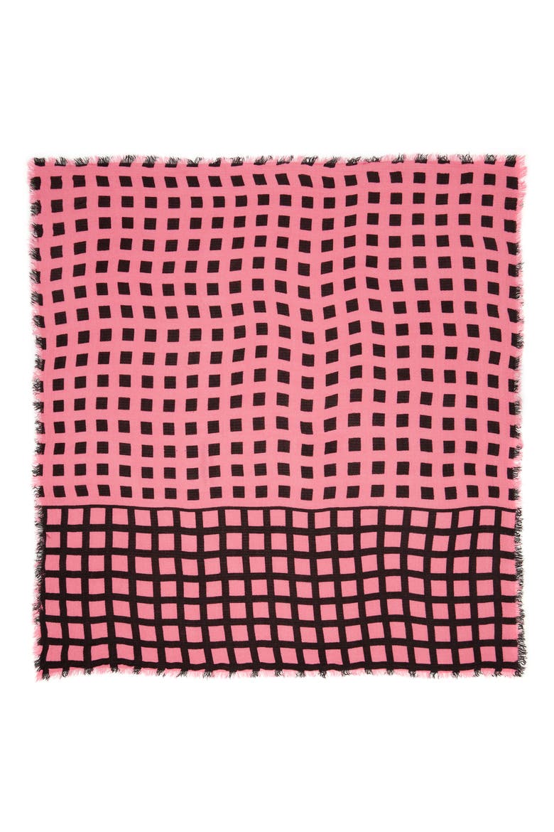 Bicolor Windowpane Plaid Scarf, Alternate, color, PINK/ BLACK