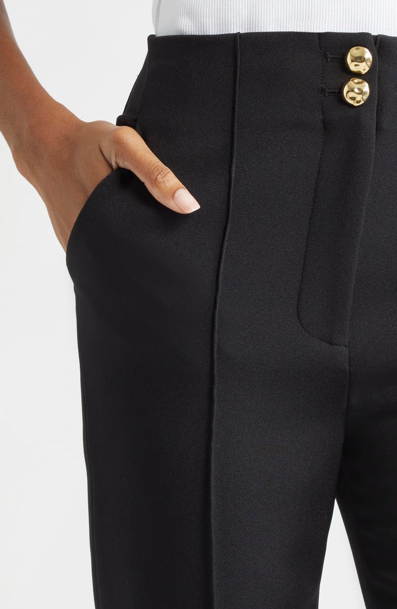 Veronica Beard Kean Pintuck Flare Leg Crop Pants, Alternate, color, Black