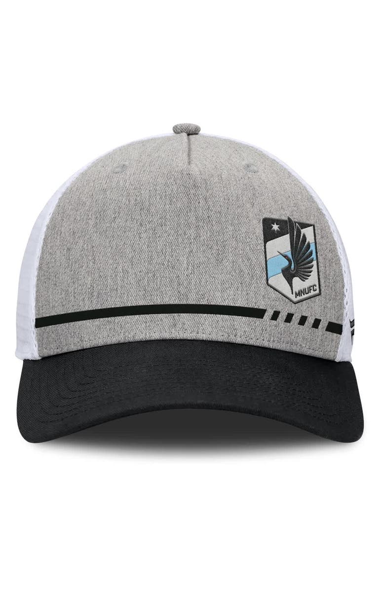 FANATICS Men's Fanatics Heather Gray Minnesota United FC Low Block Trucker Adjustable Hat, Alternate, color,