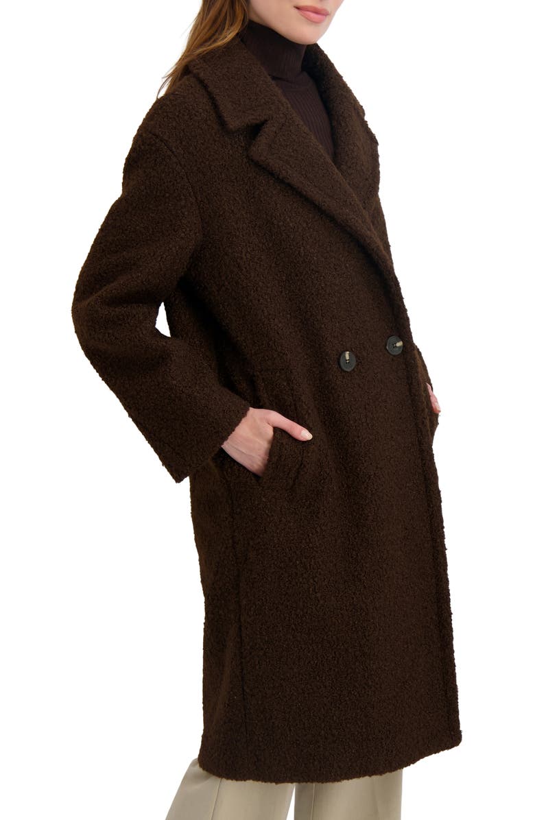 Tahari Ivy Double Breasted Longline Coat, Alternate, color, Chocolate