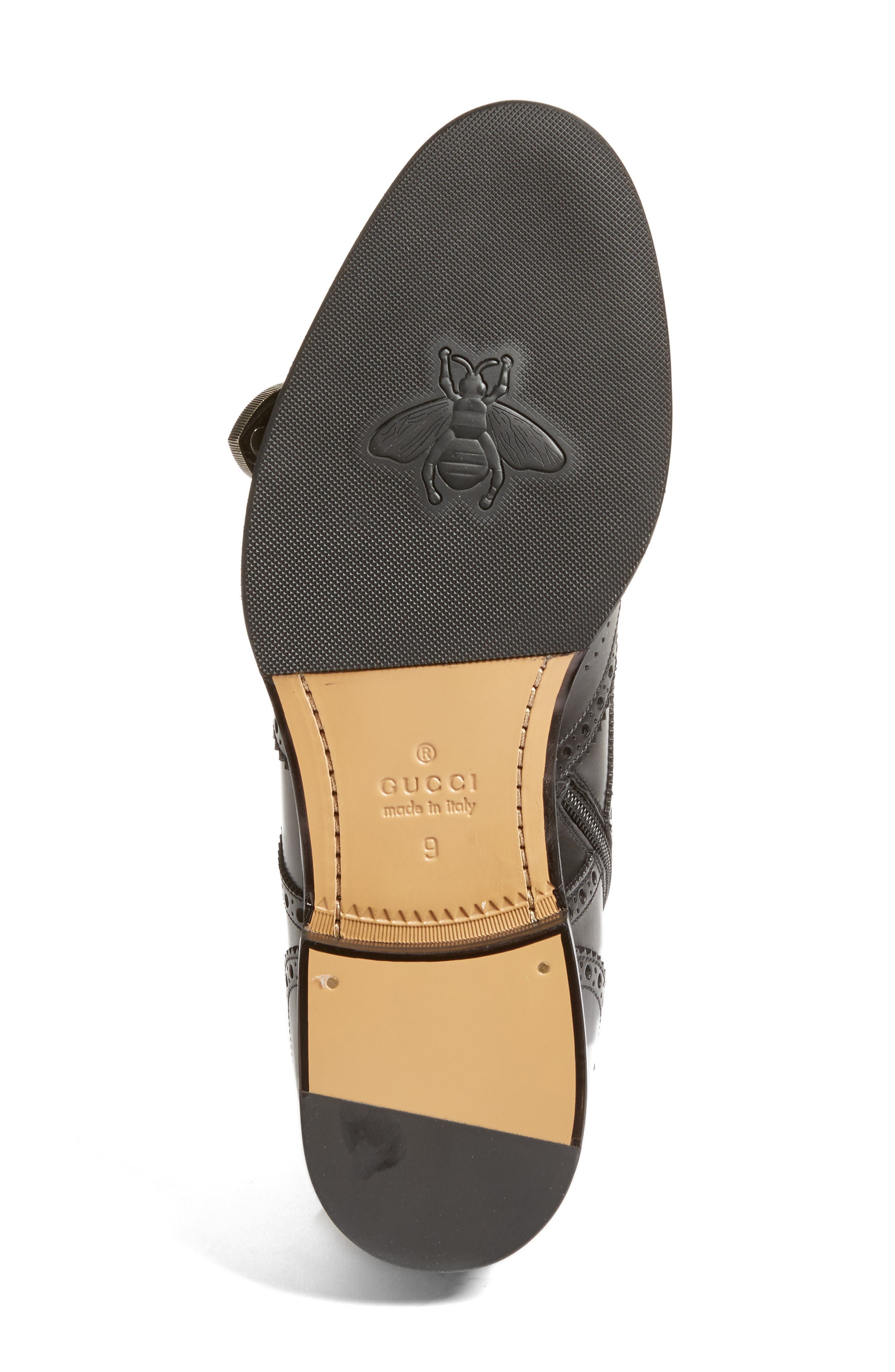 Gucci Queercore Buckle Strap Wingtip Boot, Alternate, color, 