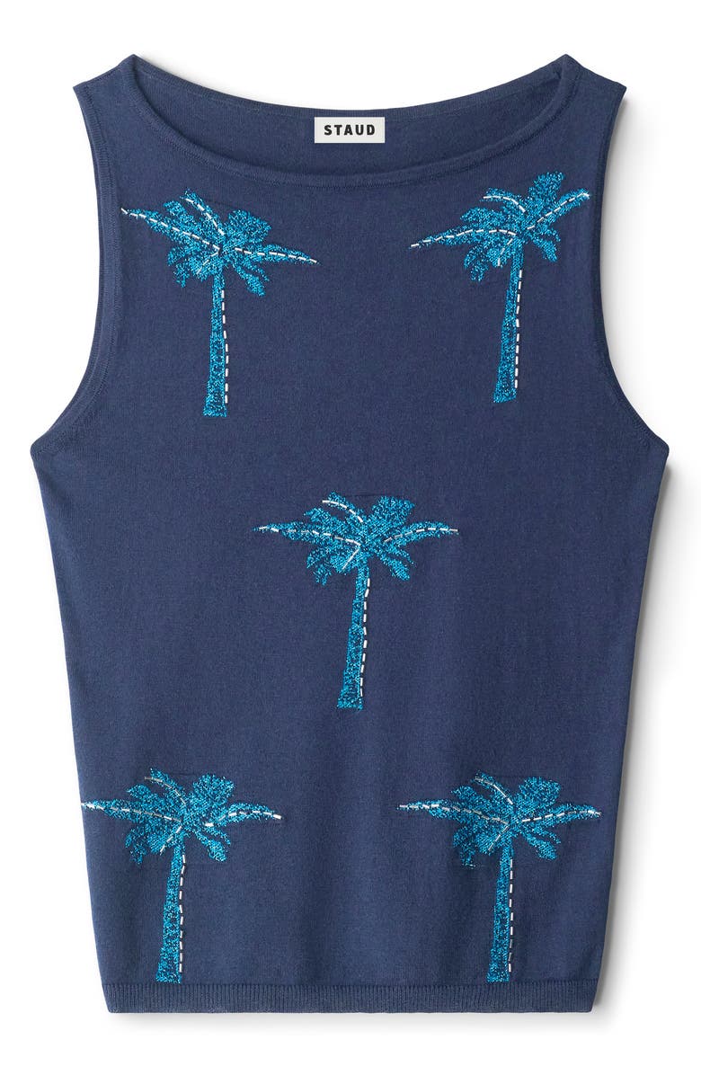 STAUD Arden Embroidered Palm Tree Top, Main, color, Navy