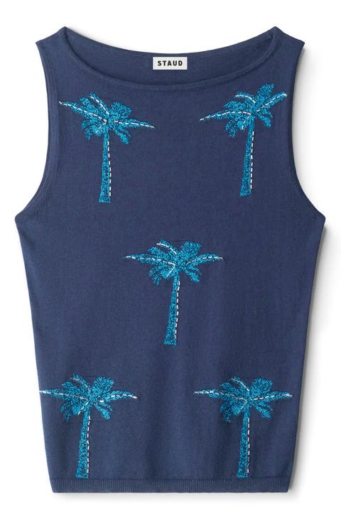 Arden Embroidered Palm Tree Top