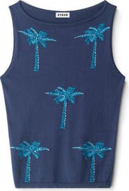 STAUD Arden Embroidered Palm Tree Top