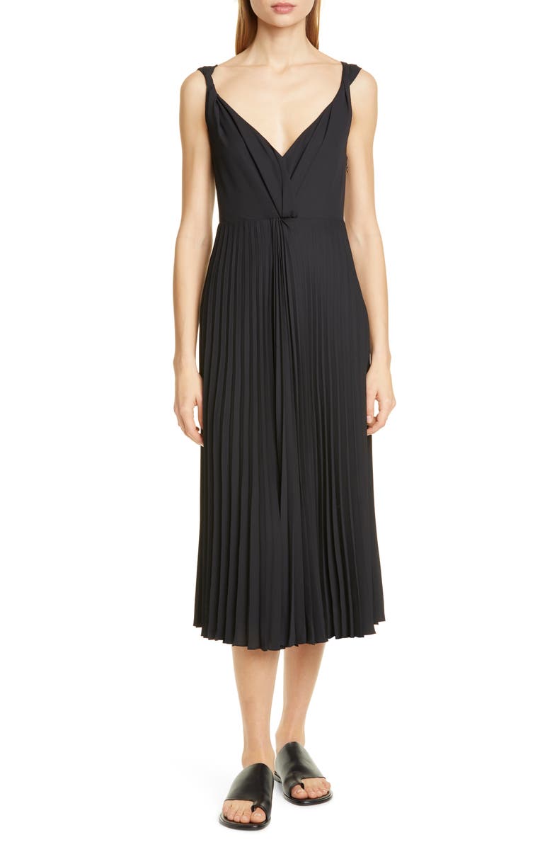 Vince Twist Front Pleated Midi Dress, Main, color,