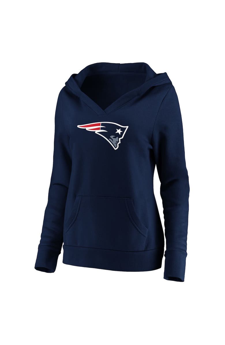 FANATICS Women's Fanatics Branded Navy New England Patriots Primary Team Logo V-Neck Pullover Hoodie, Alternate, color, 