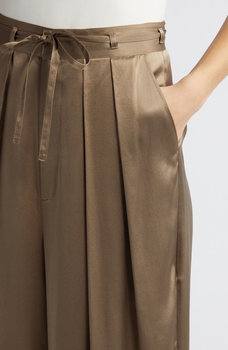 FRAME Pleated Silk Ankle wide Leg Pants, Alternate, color,
