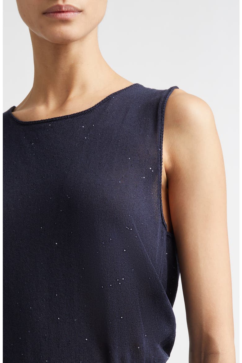 Sequin Embellished Silk & Cotton Sweater Vest, Alternate, color, 11N NEW BLUE