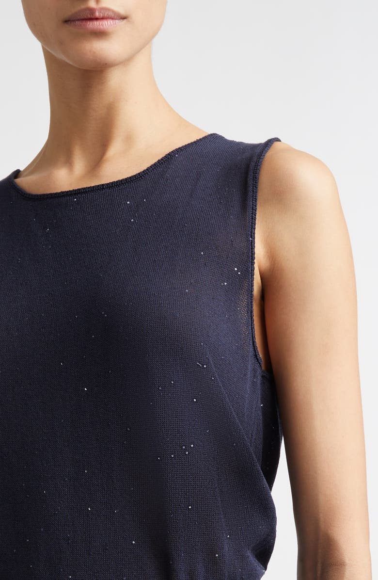 Eleventy Sequin Embellished Silk & Cotton Sweater Vest, Alternate, color, 11N New Blue