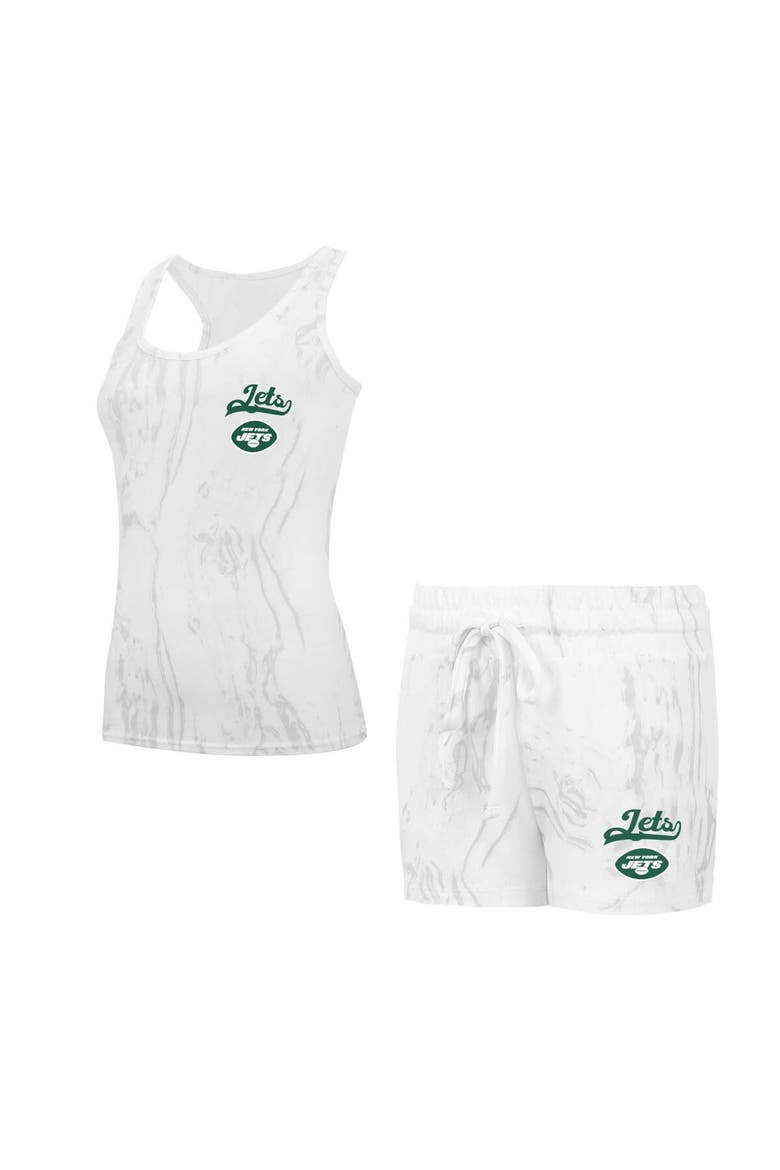 Women's Concepts Sport New York Jets Quartz Hacci Knit Tank Top & Shorts Sleep Set, Main, color, Cream