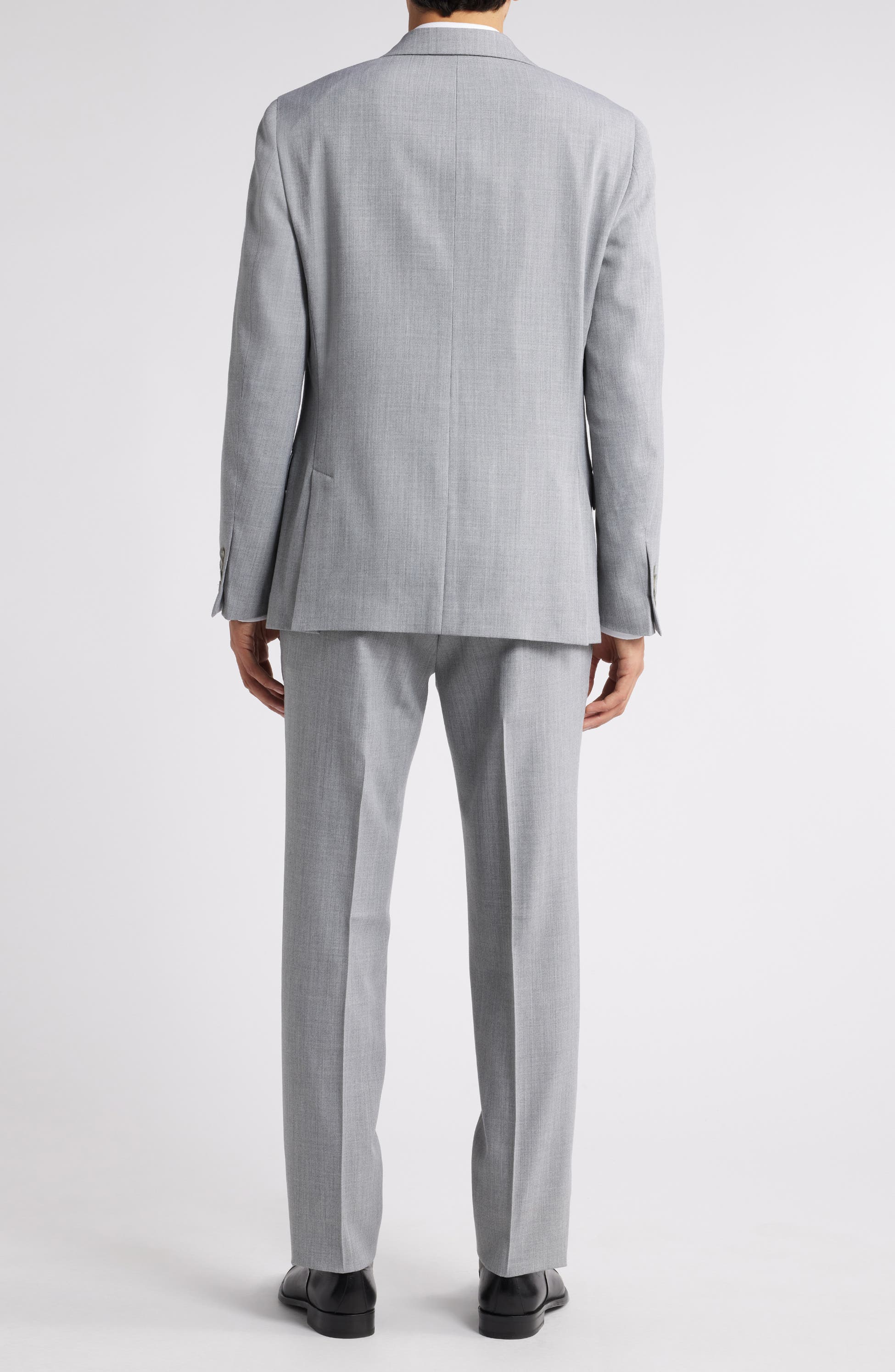 Classic Heathered Grey Stretch Wool Suit