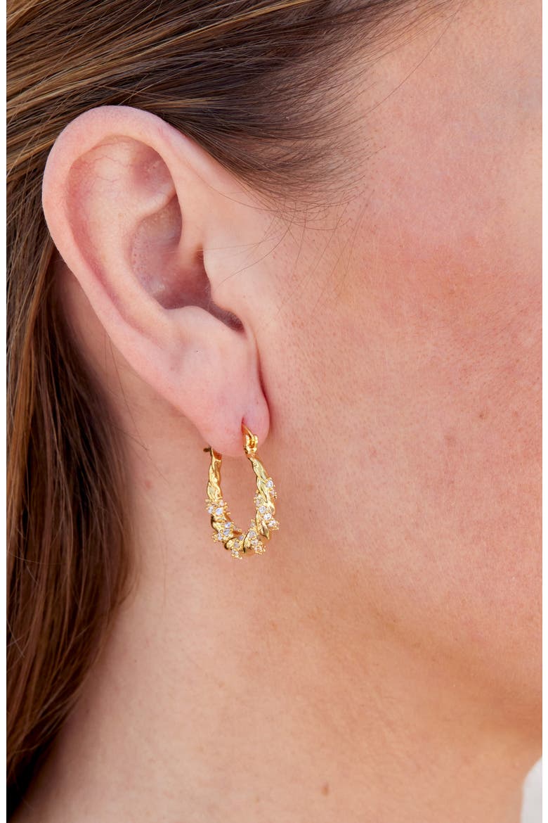 Crystal Embellished Hoop Earrings, Alternate, color, YELLOW