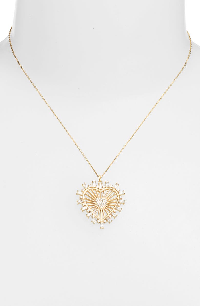 SHYMI Cubic Zirconia Heart Pendant Necklace, Alternate, color, Gold/ White