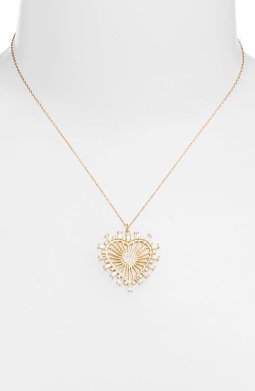 Shymi Cubic Zirconia Heart Pendant Necklace In Gold/white