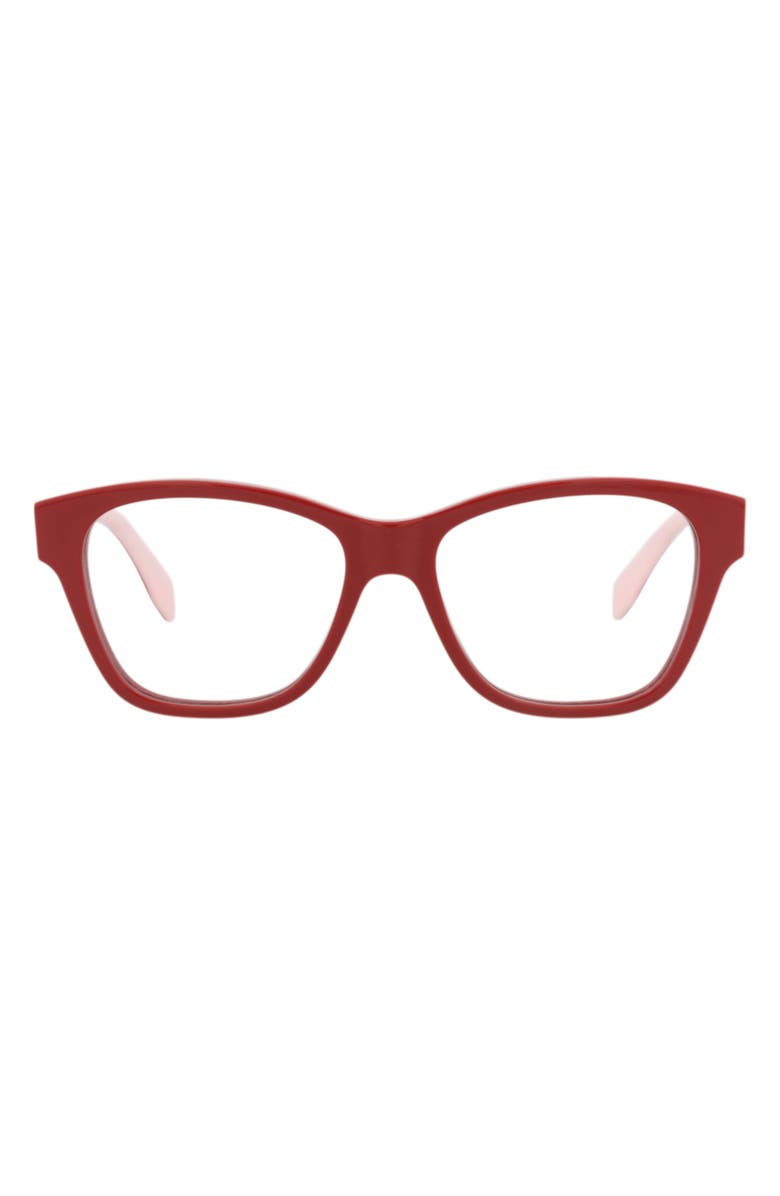 McQueen 52mm Square Optical Glasses, Main, color, Red Red Transparent